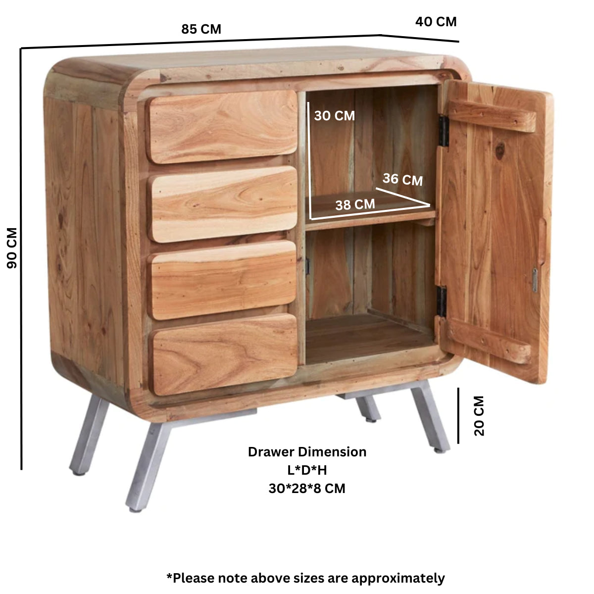 Norleigh Medium Sideboard – Reclaimed Wood & Metal