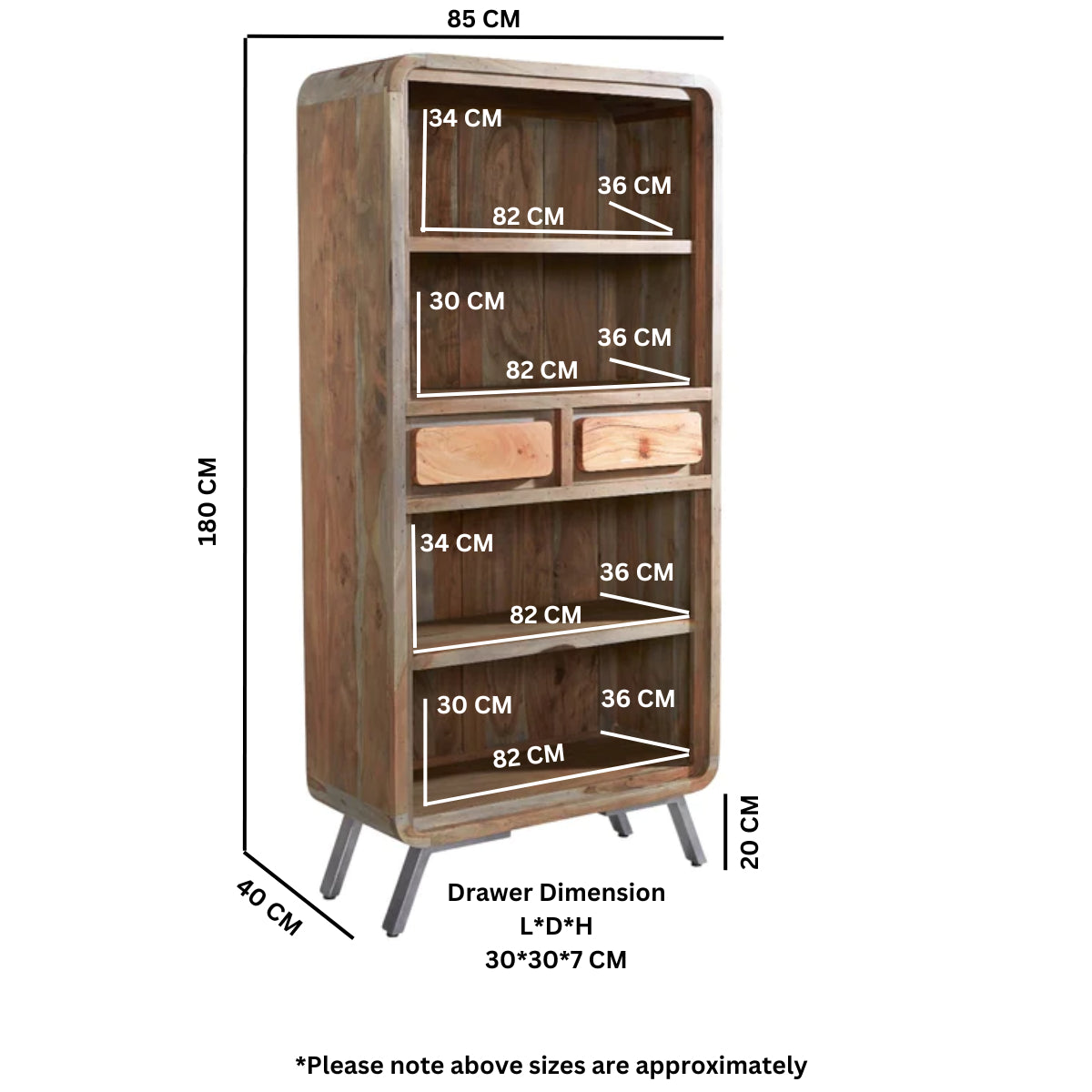 Norleigh Large Bookcase – Reclaimed Wood & Metal