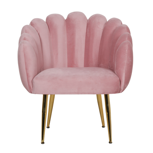 Celeste Scalloped Velvet Chair – Pink & Gold