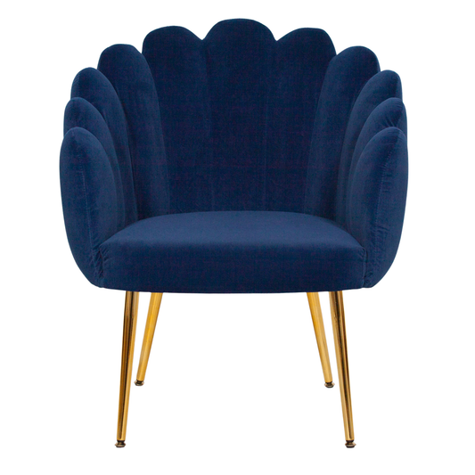 Celeste Scalloped Velvet Chair – Blue & Gold
