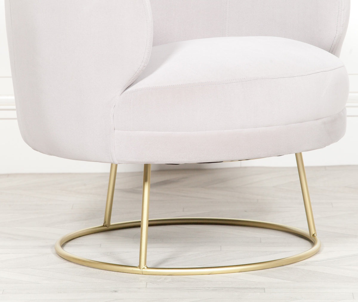 Odette Art Deco Velvet Armchair – Light Grey & Gold