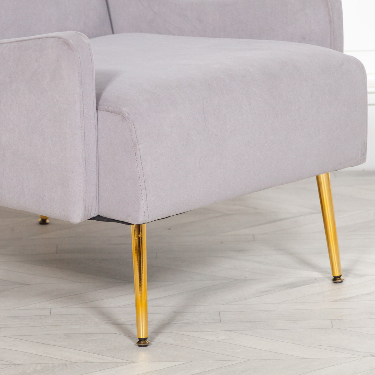 Margot Velvet Lounge Chair – Grey & Gold