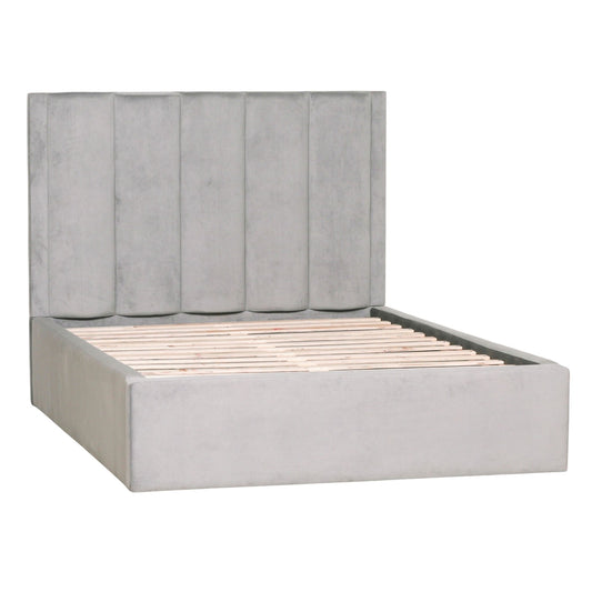 Henley Velvet King Size Bed – Soft Grey