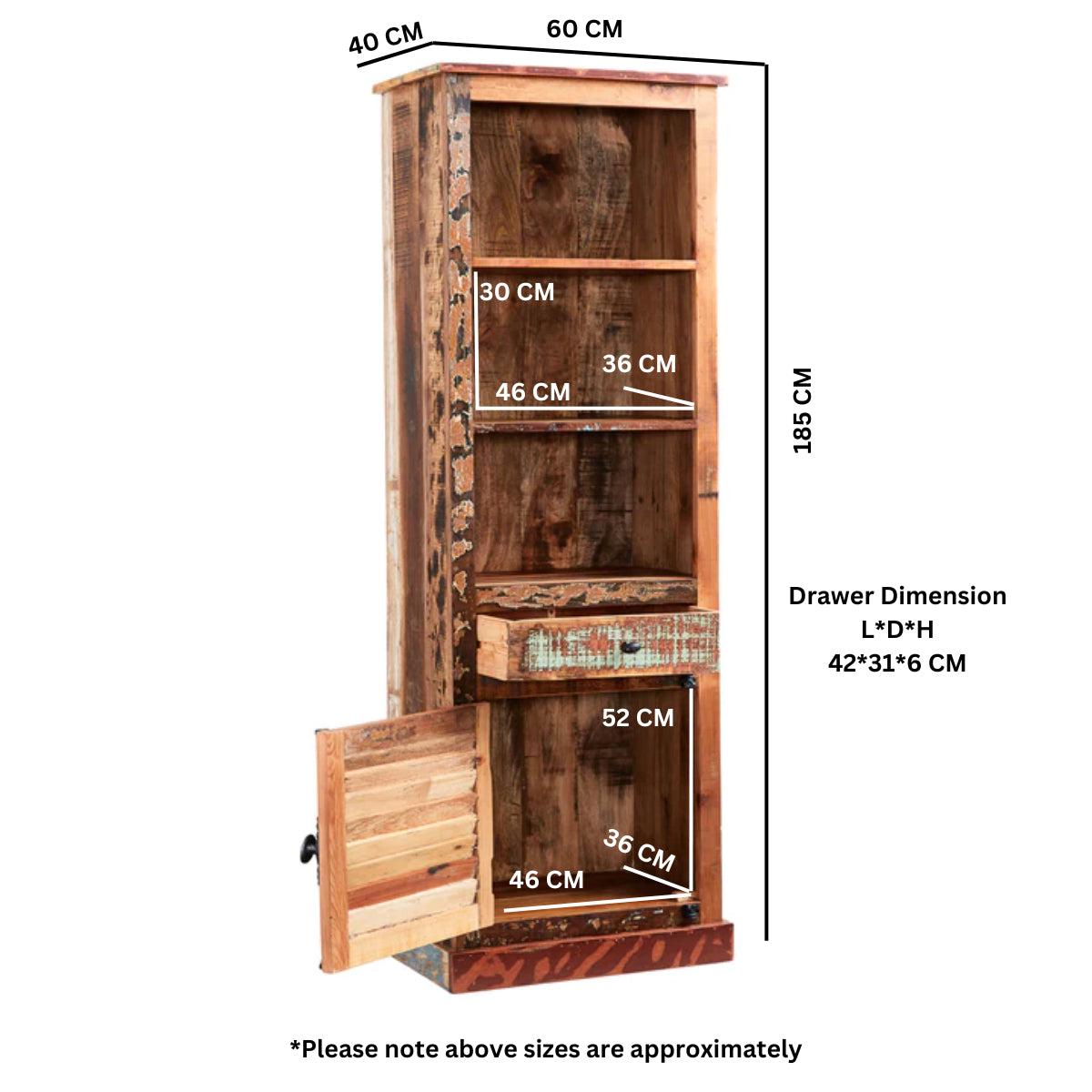 Origin Narrow Bookcase – Reclaimed Wood