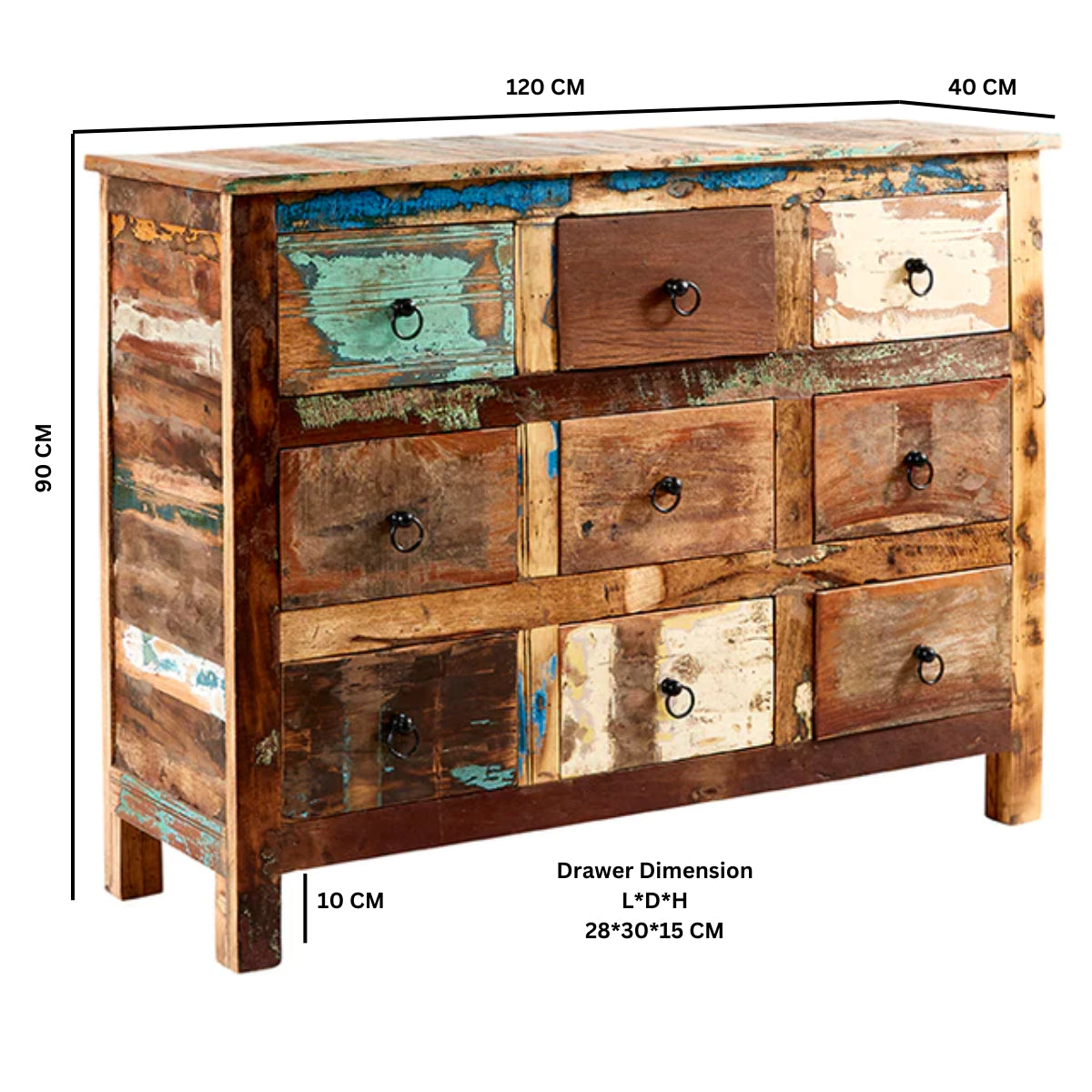 Origin 9 Drawer Chest – Reclaimed Wood