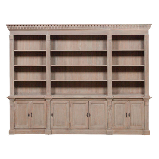 Westbrook Grand Triple Library Bookcase – Rustic White Cedar