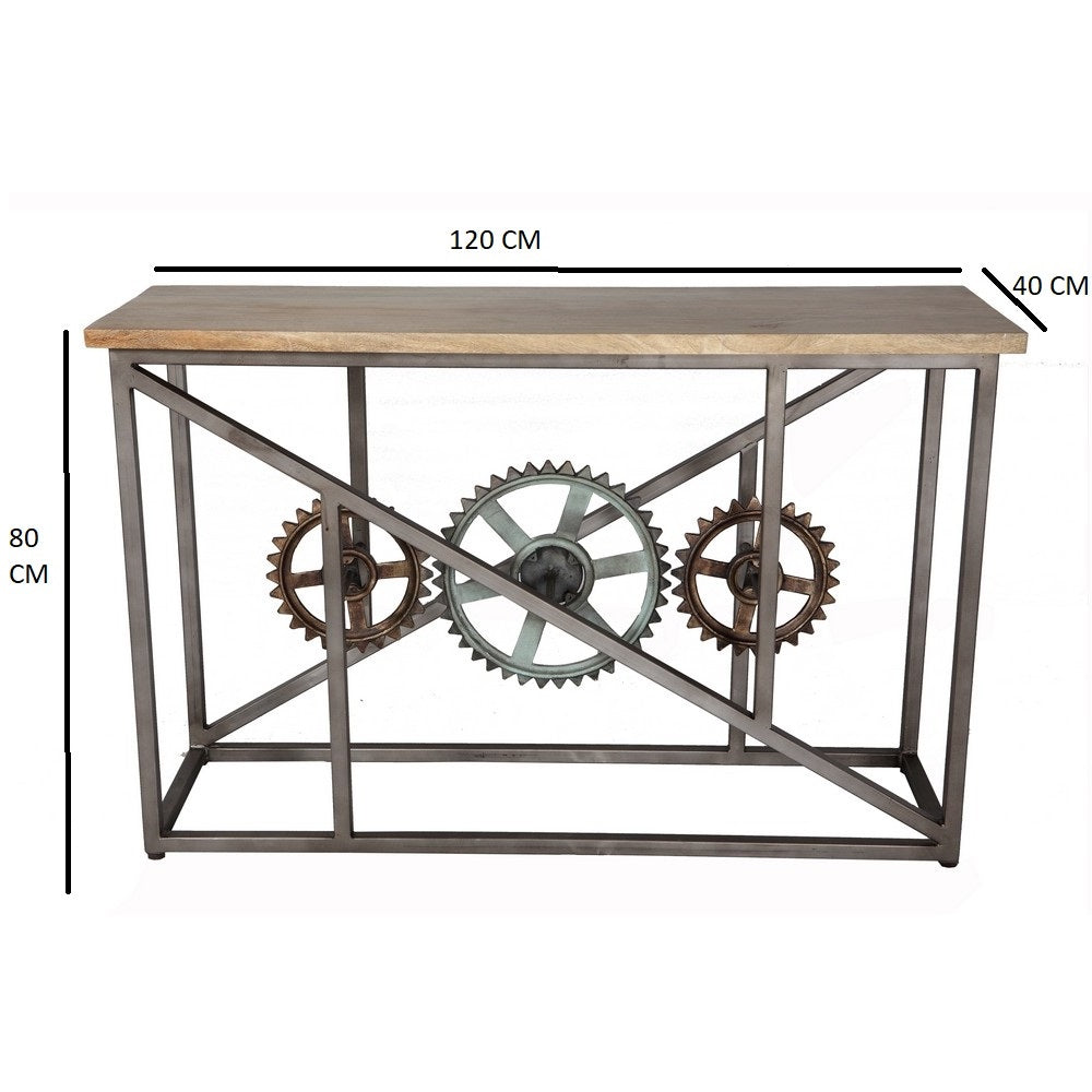 Cogwell Console Table – Reclaimed Wood & Metal