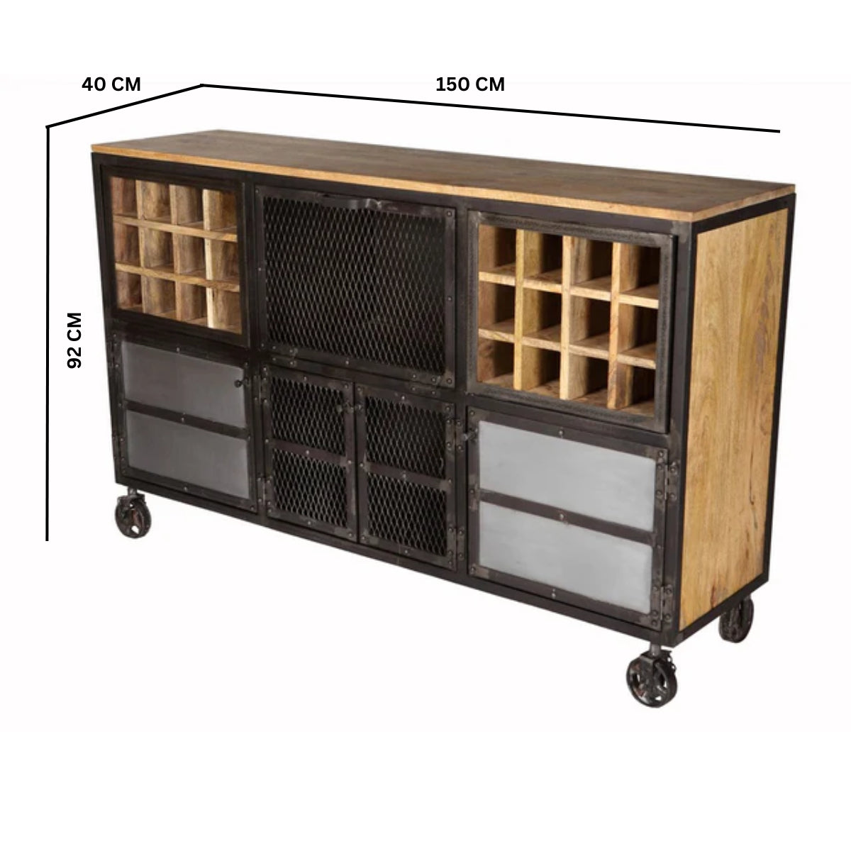 Cogwell Bar Cabinet – Reclaimed Wood & Metal