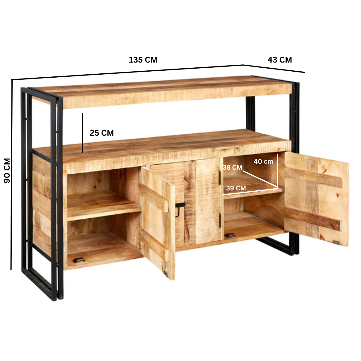 Millstone Sideboard – Reclaimed Wood & Metal