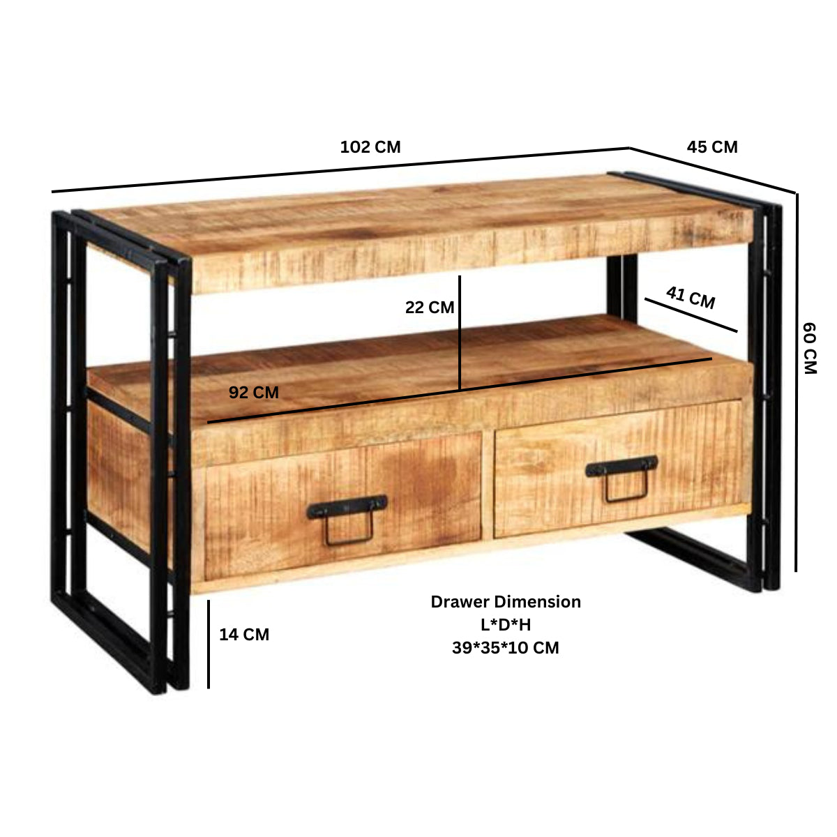Millstone TV Stand – Reclaimed Wood & Metal