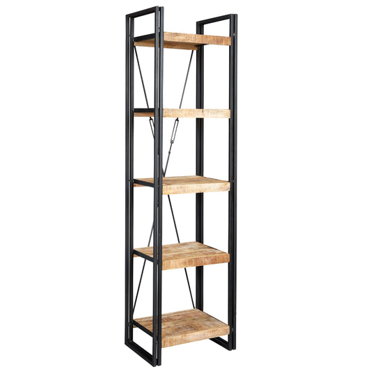 Millstone Slim Open Bookcase – Reclaimed Wood & Metal