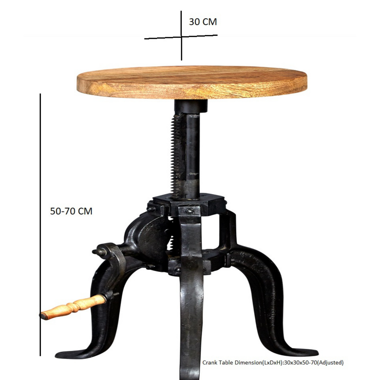 Millstone Small Crank Table – Reclaimed Wood & Metal