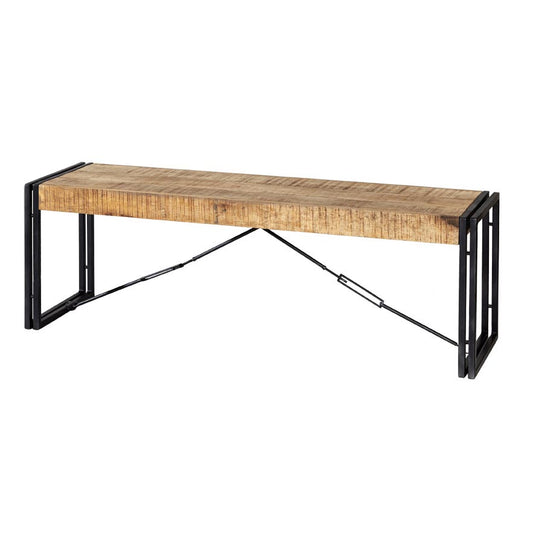 Millstone Metal & Wood Bench – Reclaimed Wood & Metal
