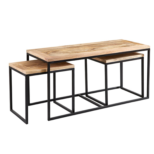 Millstone Coffee Table Set – Reclaimed Wood & Metal