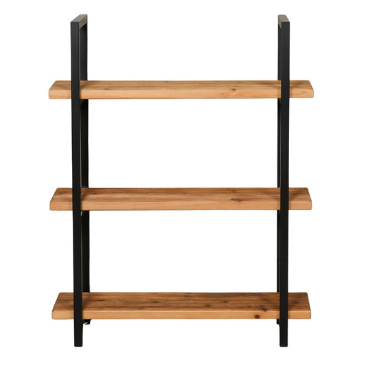 Harrow 3-Tier Open Bookcase – Rustic Pine & Metal