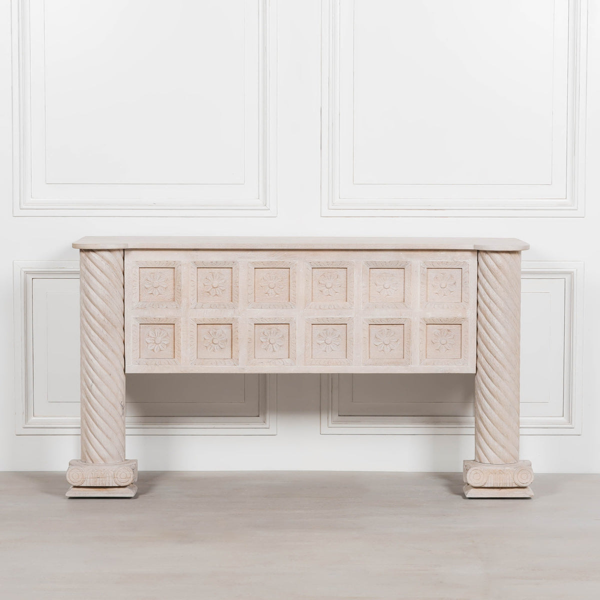 Blanche Carved Mango Wood Home Office Desk
