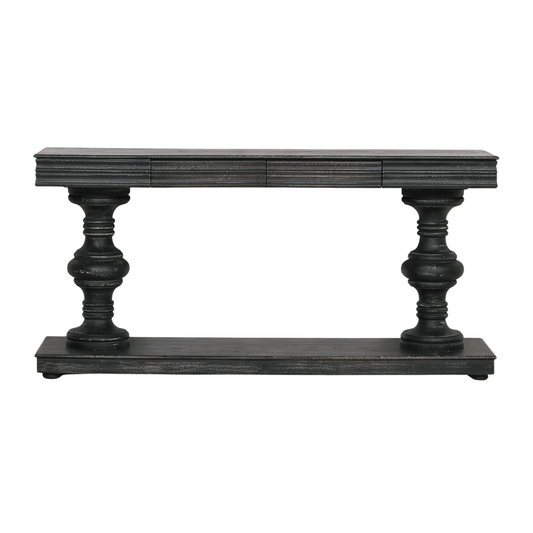 Black Manor Console Table – Distressed Mango Wood