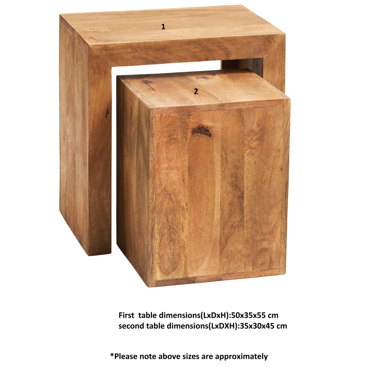 Amrai Cubed Nest of 2 Tables – Light Mango