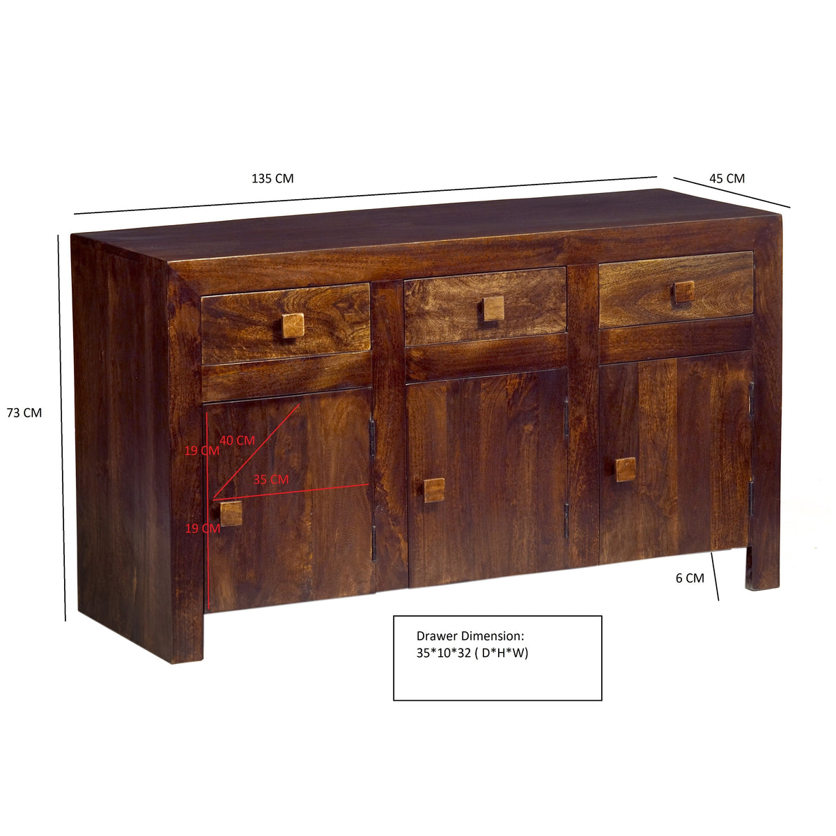 Amrai Large Sideboard – Dark Mango Wood