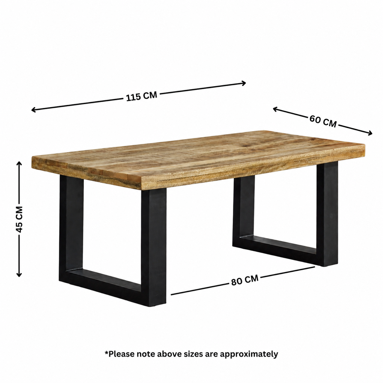 Sundara Coffee Table – Solid Mango Wood and Metal