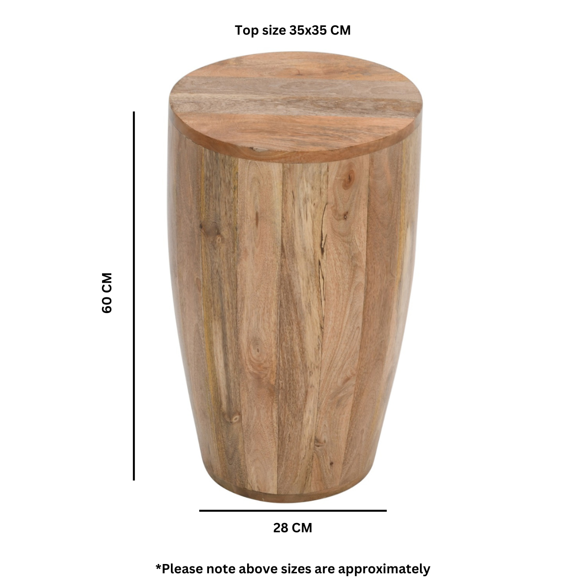 Sundara Drum Side Table – Solid Mango Wood
