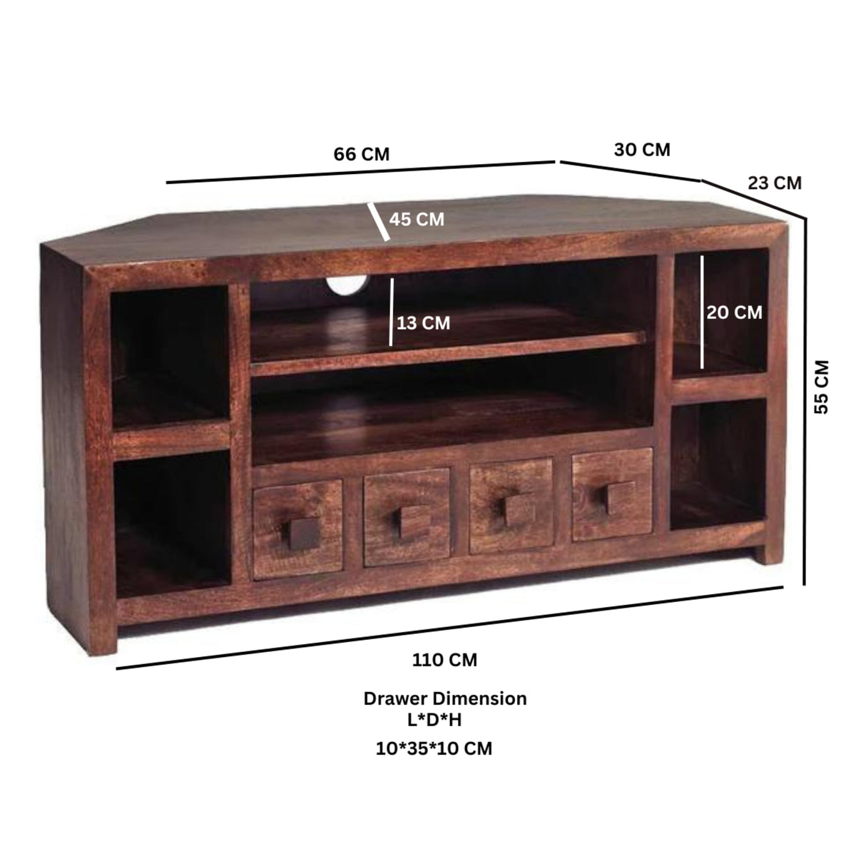 Amrai Corner TV Unit – Dark Mango