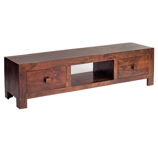 Amrai Wide Screen TV Unit – Dark Mango Wood