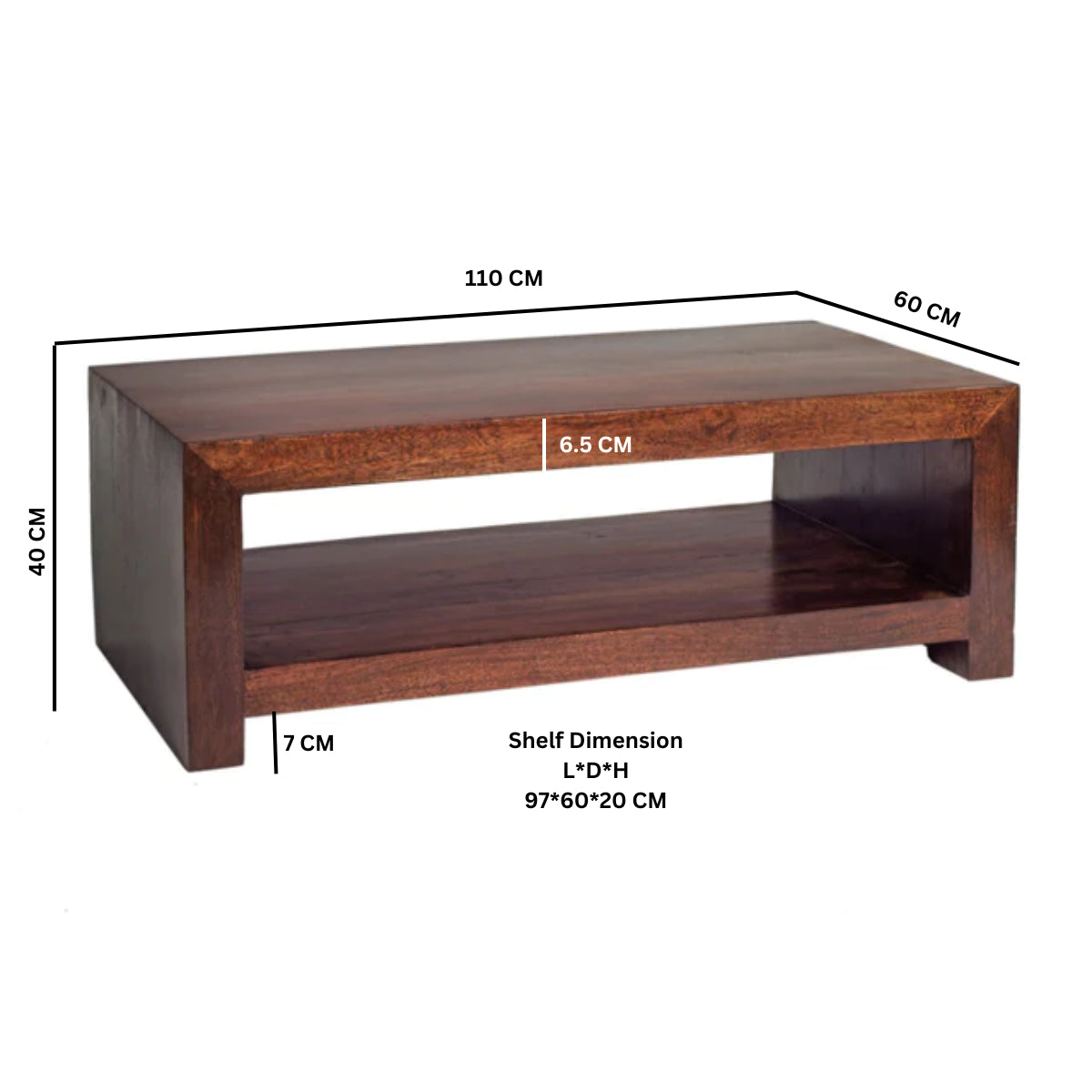 Amrai Large Coffee Table – Dark Mango Wood