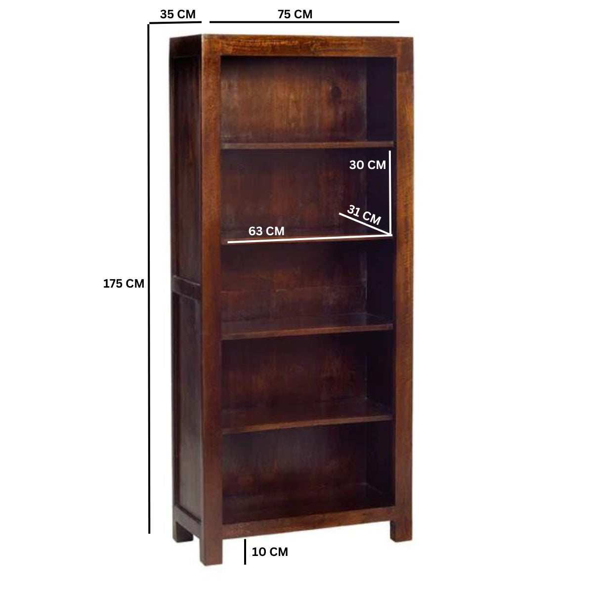 Amrai Large Open Bookcase – Dark Mango Wood