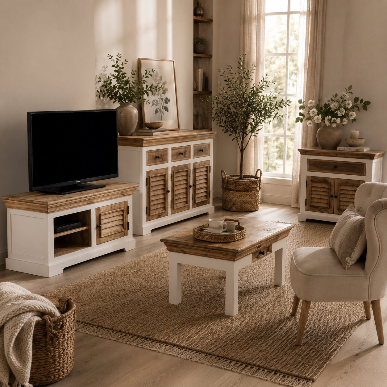 Aangan TV Cabinet – Solid Mango Wood