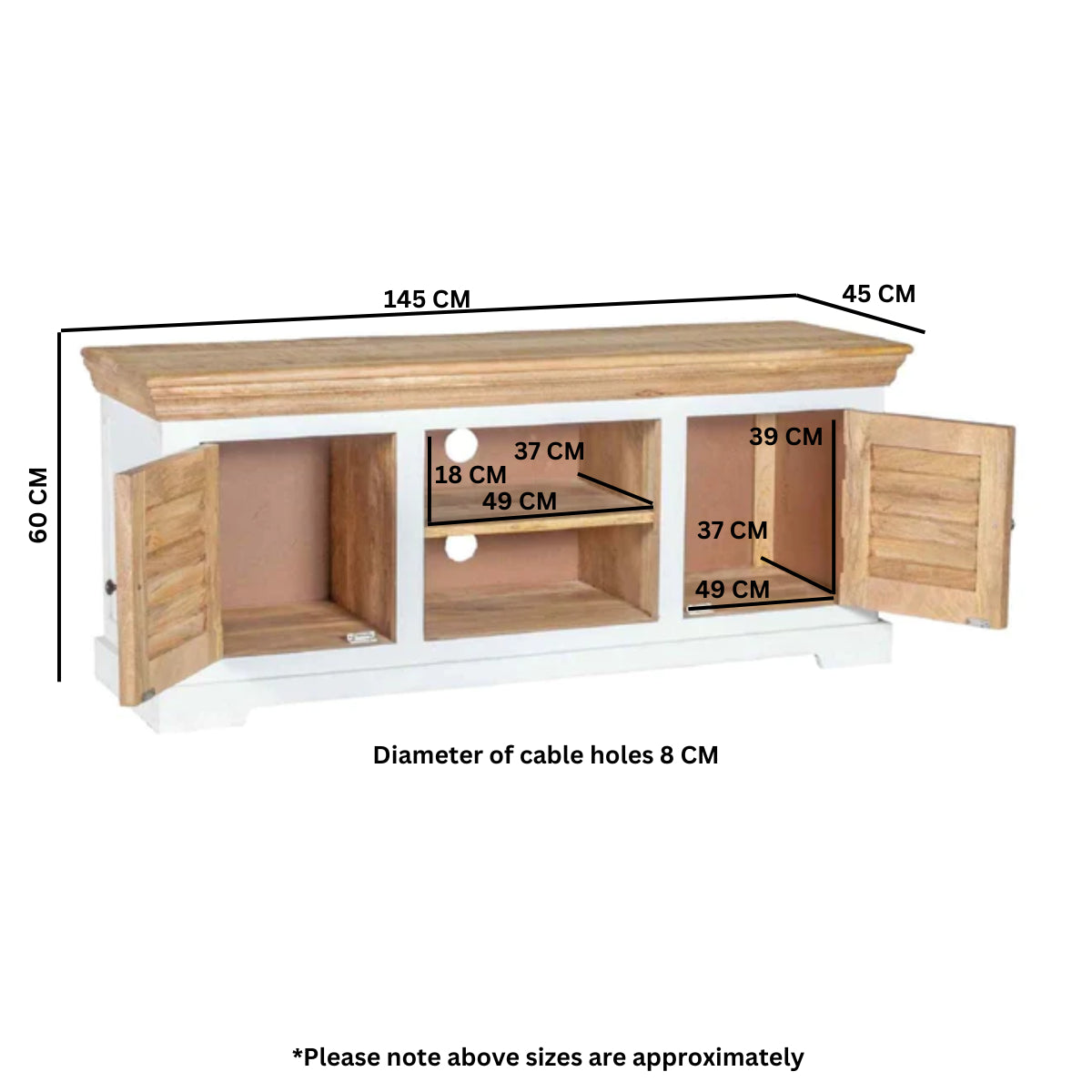 Aangan Large TV Cabinet – Solid Mango Wood