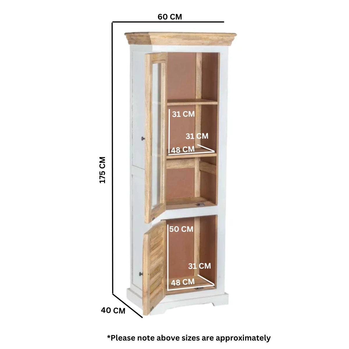 Aangan Bookcase Display Cabinet – Solid Mango Wood