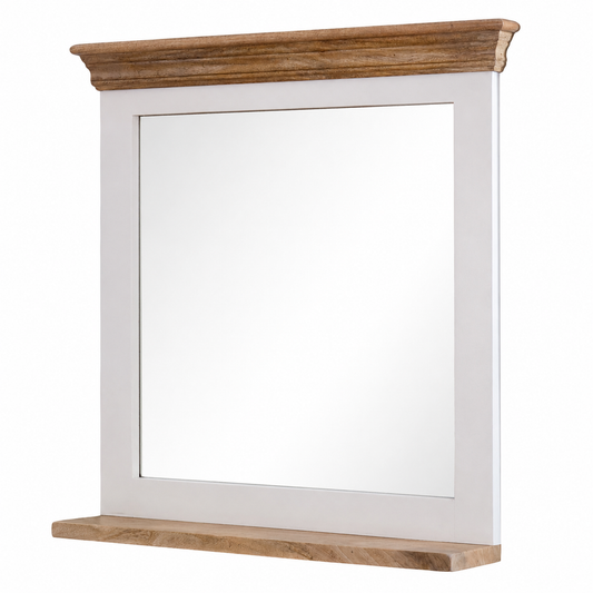 Aangan Mirror Frame with Shelf – Solid Mango Wood