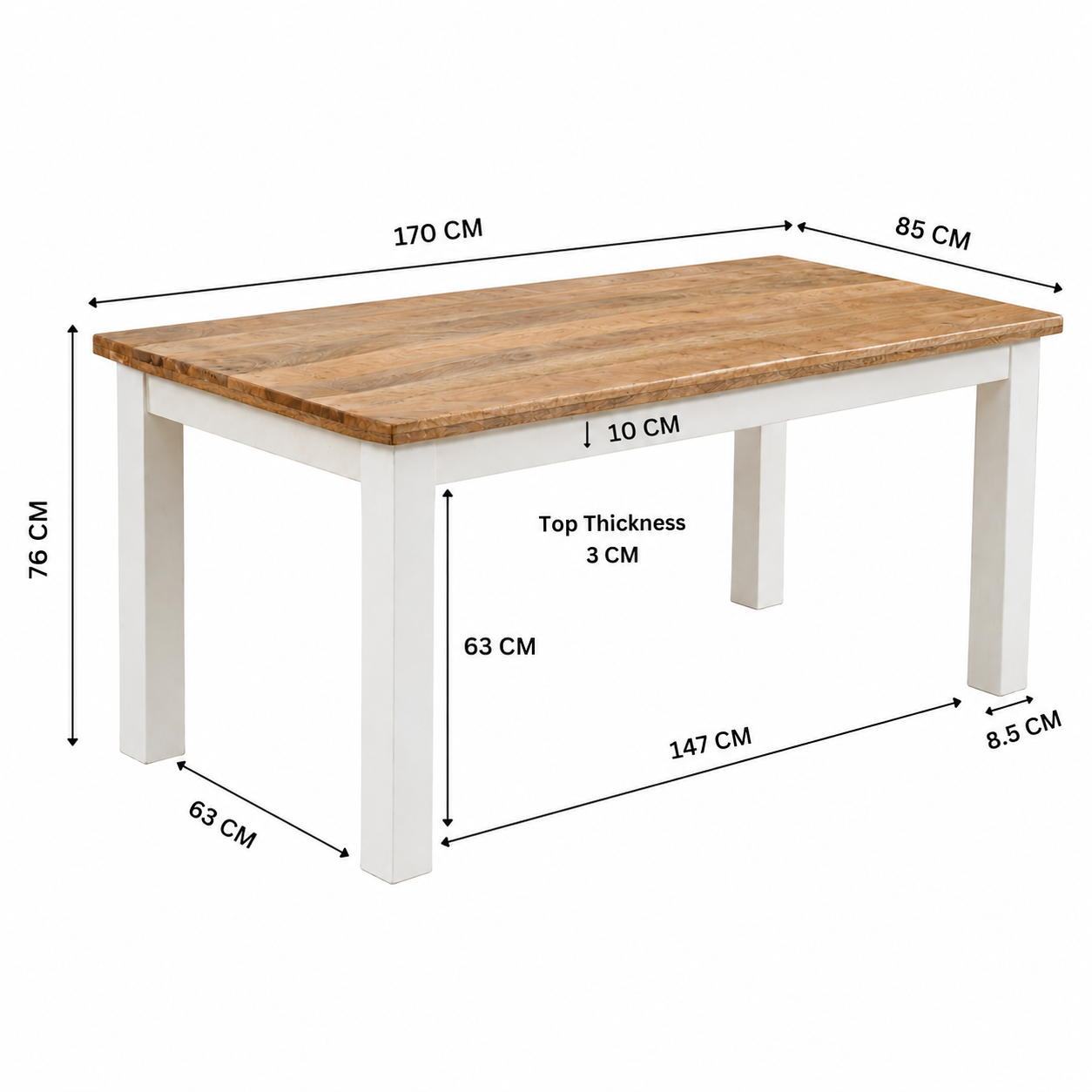 Aangan Dining Table – Solid Mango Wood