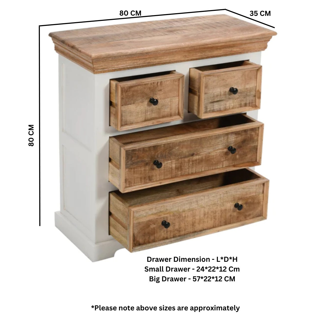 Aangan 4 Drawer Chest – Solid Mango Wood