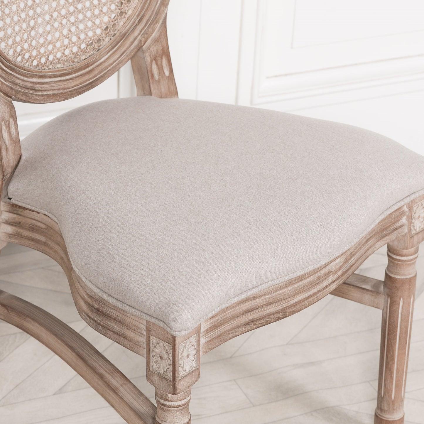Louis Upholstered Dining Chair – Birch Wood & Linen