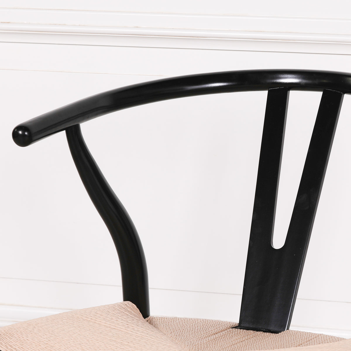 Black Wishbone Dining Chair – Beech Wood & Woven Seat