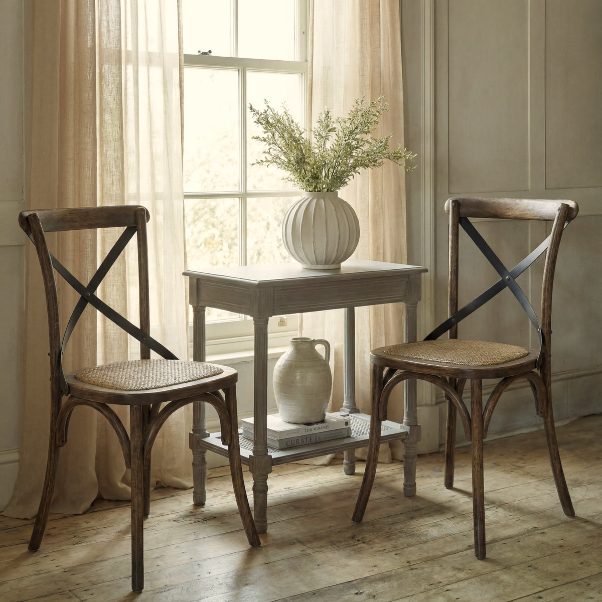 Ashbourne Elm & Rush Cross Back Dining Chair