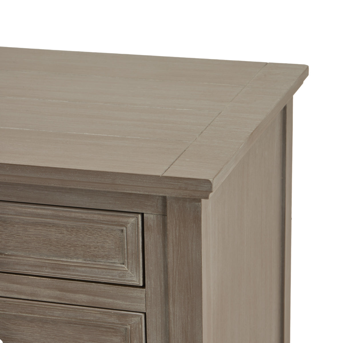 Fairbourne Three Drawer Bedside Table – Distressed Grey