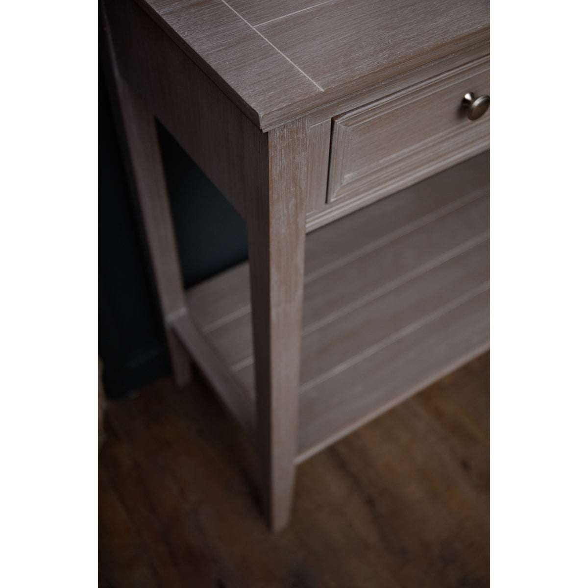 Fairbourne Four Drawer Console Table – Distressed Grey