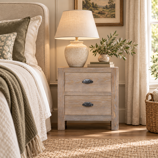 Haldon Two Drawer Bedside Table