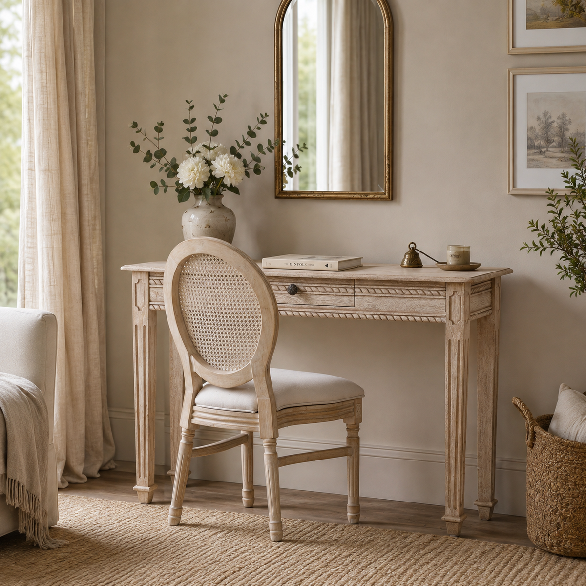 Kensington Carved Dressing Table – Acacia Wood