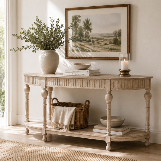 Curved Console Table – Solid Acacia Wood
