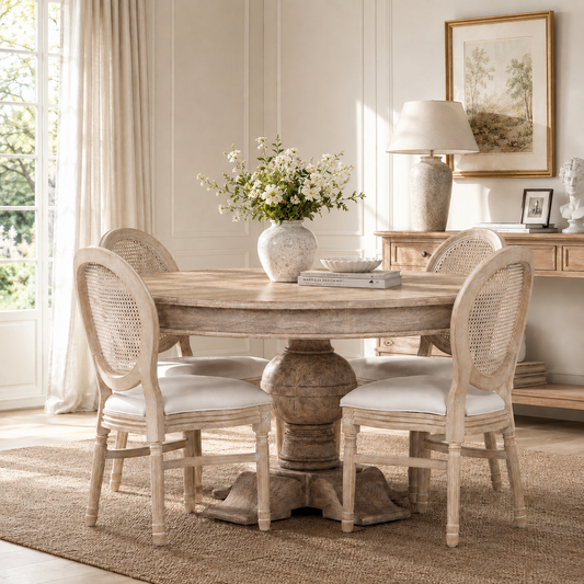 Hawthorne Round Ball Dining Table 139cm – Rustic Acacia