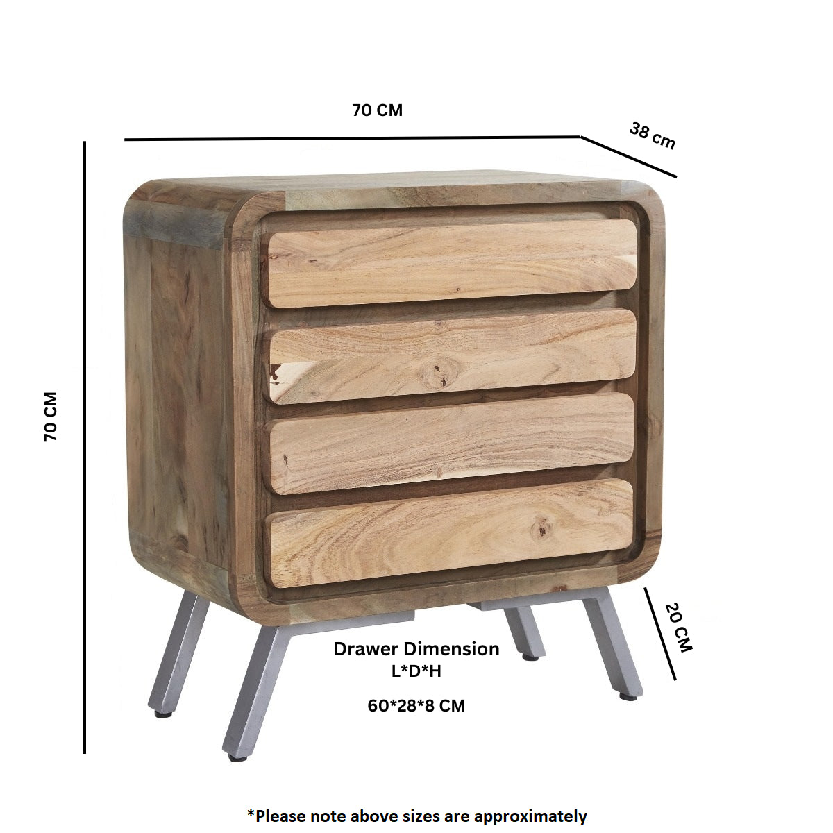 Norleigh 4 Drawer Wide Chest – Reclaimed Wood & Metal