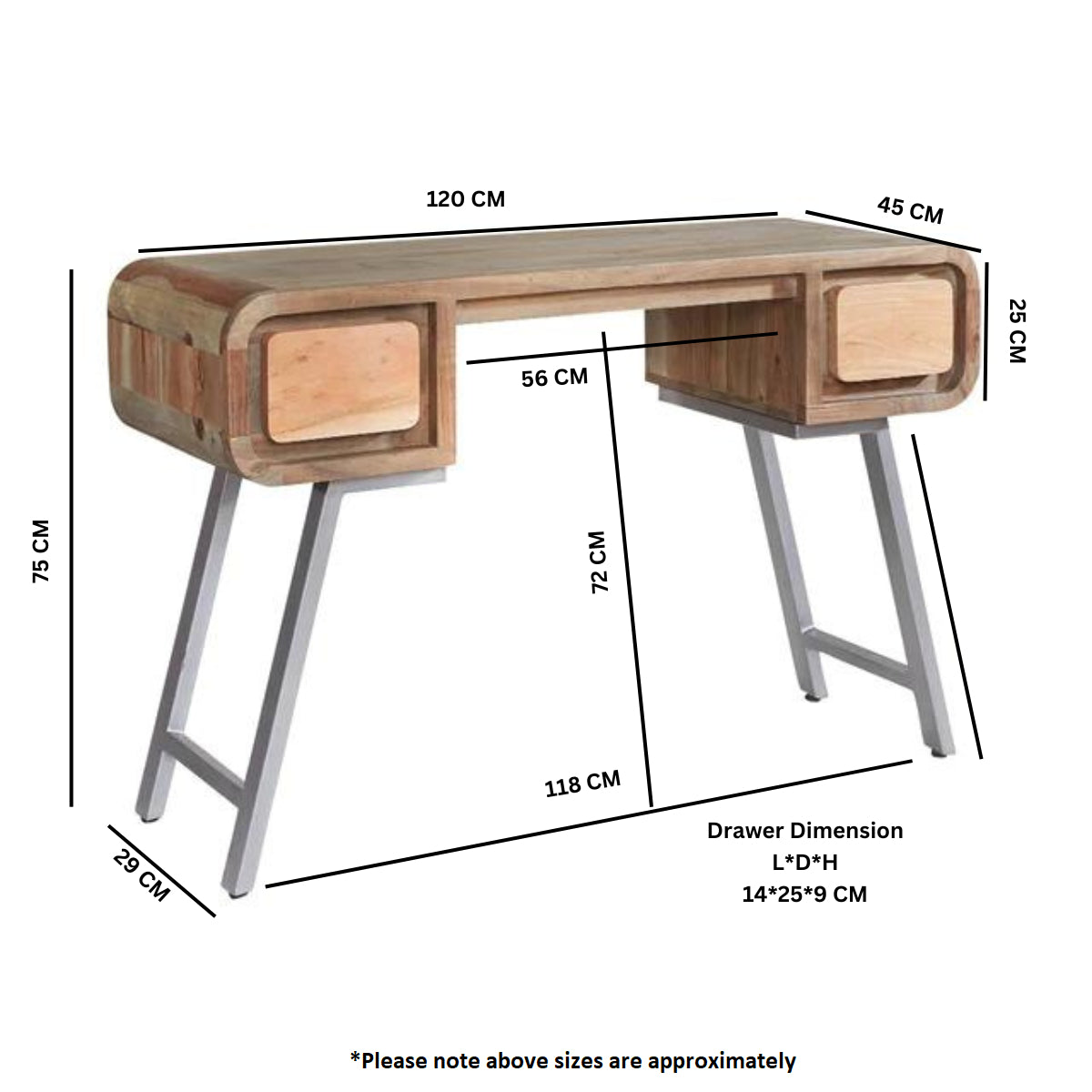 Norleigh Desk Console – Reclaimed Wood & Metal