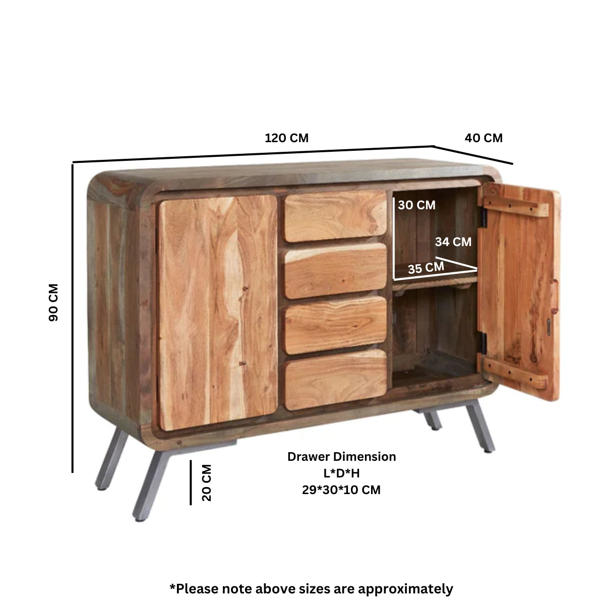 Norleigh Large Sideboard – Reclaimed Wood & Metal