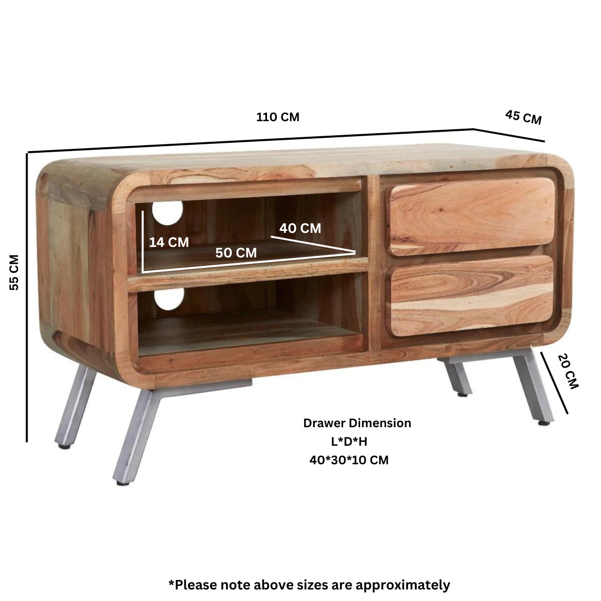 Norleigh Medium TV Cabinet – Reclaimed Wood & Metal