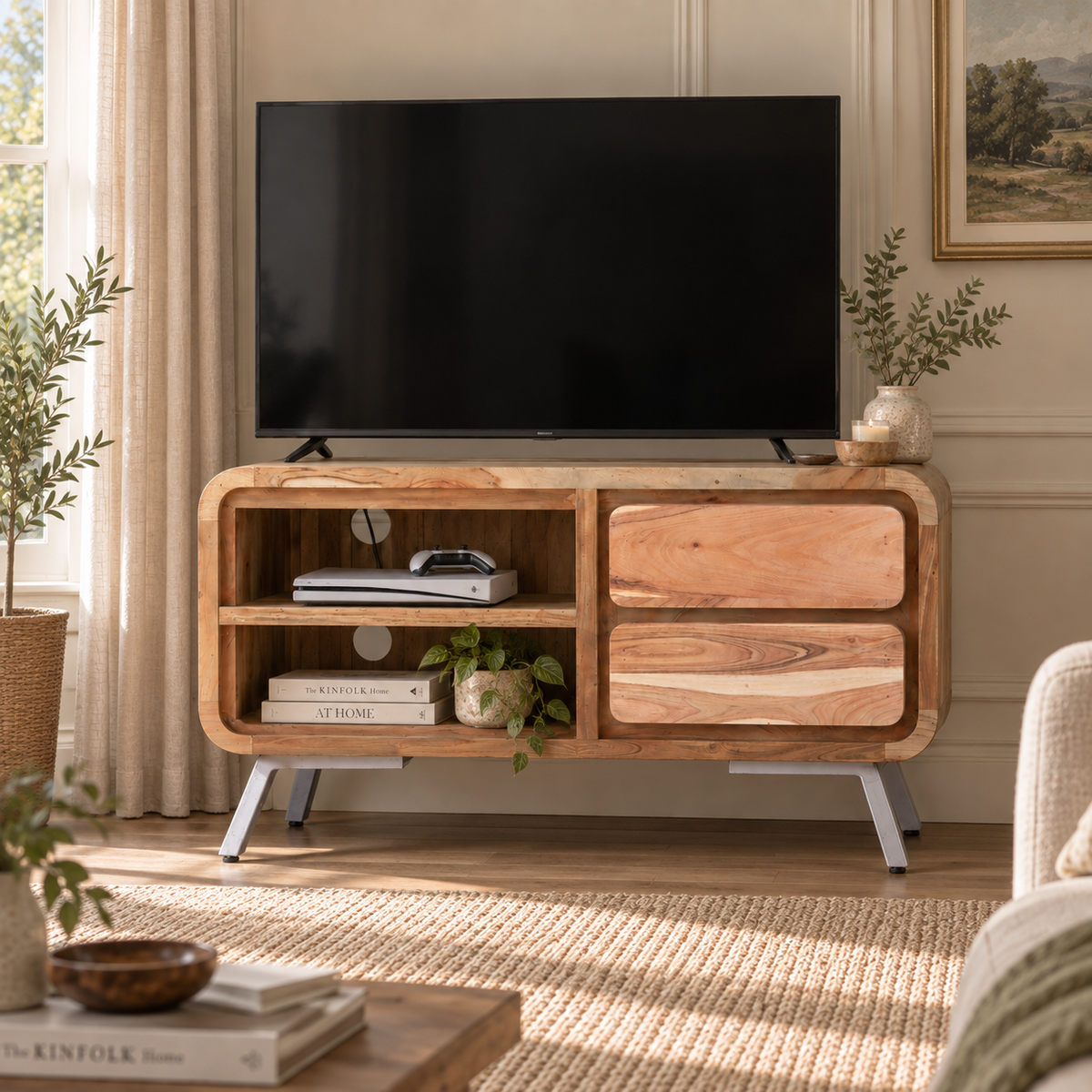 Norleigh Medium TV Cabinet – Reclaimed Wood & Metal
