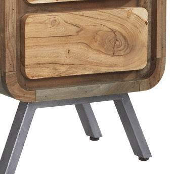 Norleigh 2 Drawer Bedside Table – Reclaimed Wood & Metal